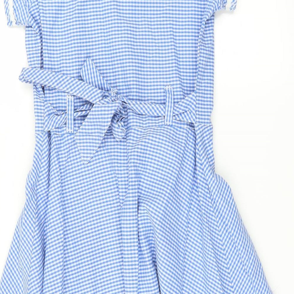 Sainsburys Girls Blue Check  Fit & Flare  Size 12 Years  - SCHOOL