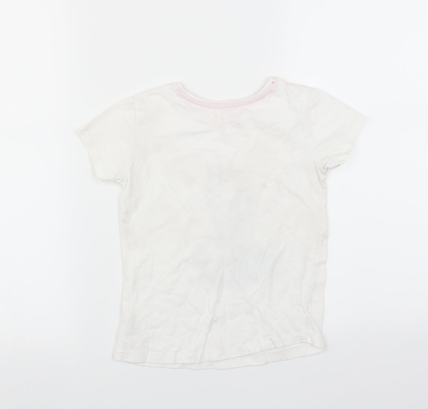 Primark Girls White   Basic T-Shirt Size 6-7 Years  - unicorn
