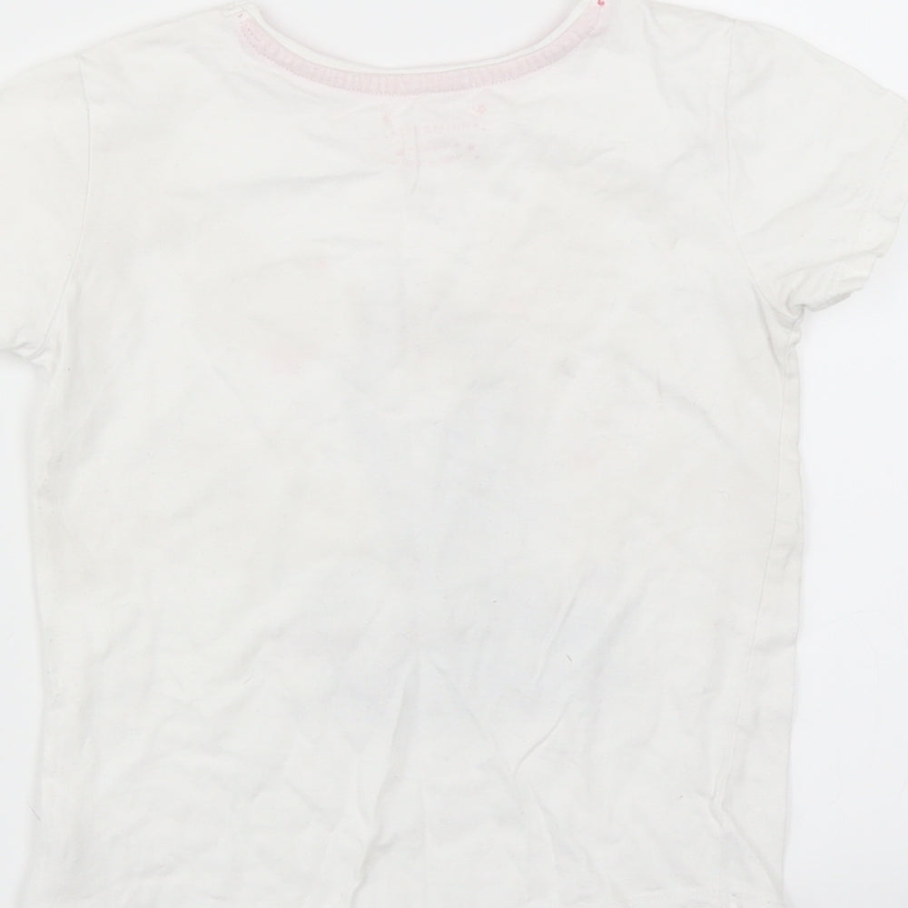 Primark Girls White   Basic T-Shirt Size 6-7 Years  - unicorn