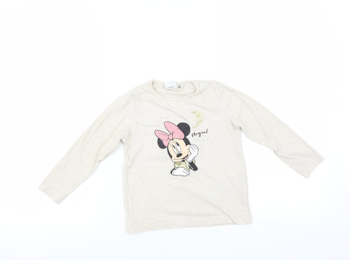 Disney Girls Beige   Basic T-Shirt Size 3-4 Years  - MINNIE MOUSE