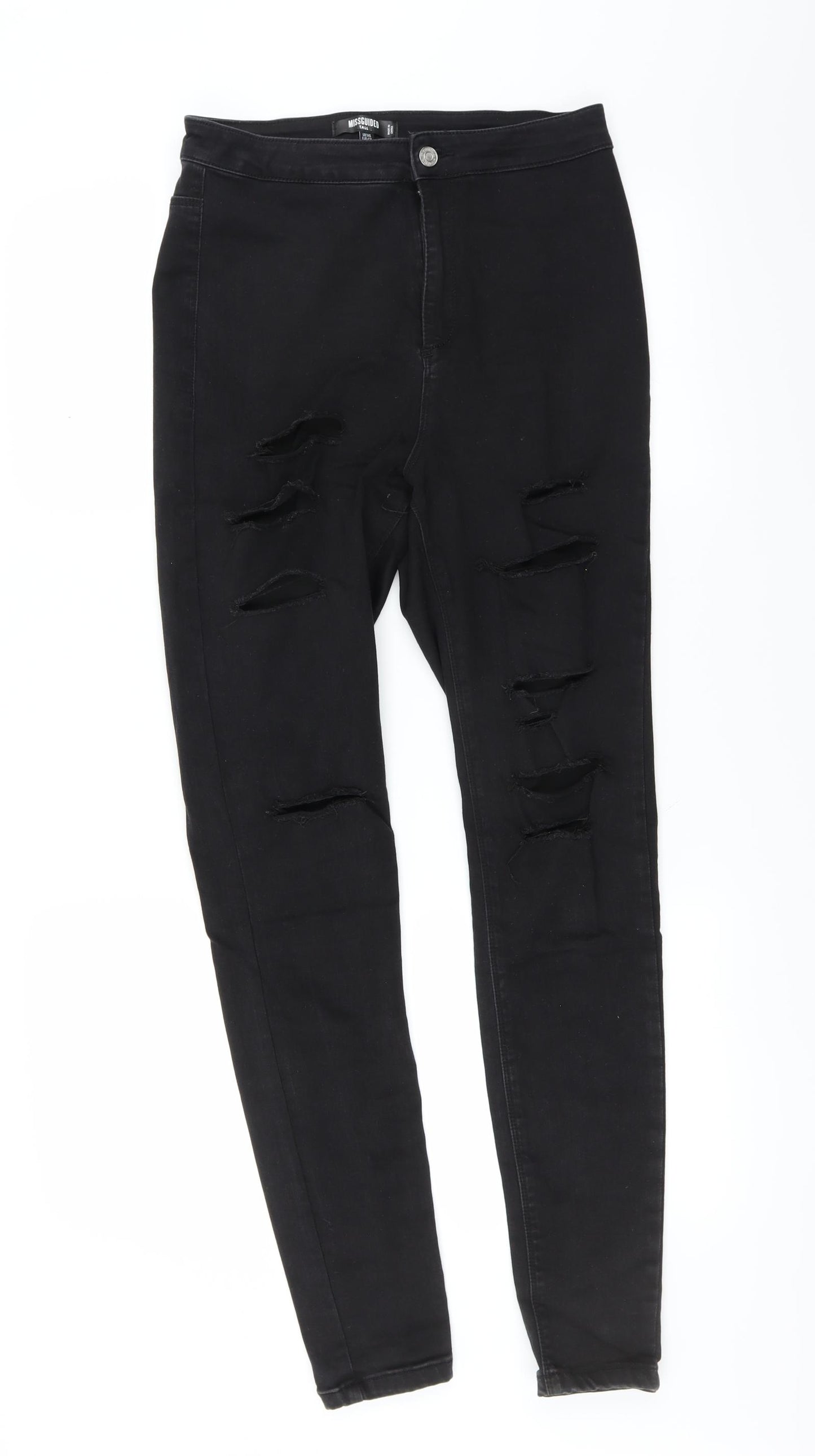 Missguided Womens Black   Skinny Jeans Size 14 L31 in - DISTRESSED