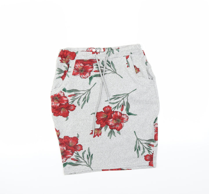 mshll girl Womens Grey Floral Straight & Pencil Skirt Size XS