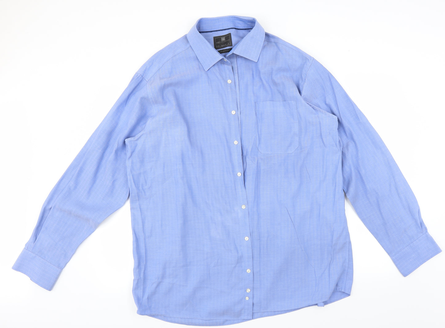 Marks and Spencer Mens Blue Striped   Dress Shirt Size 18.5