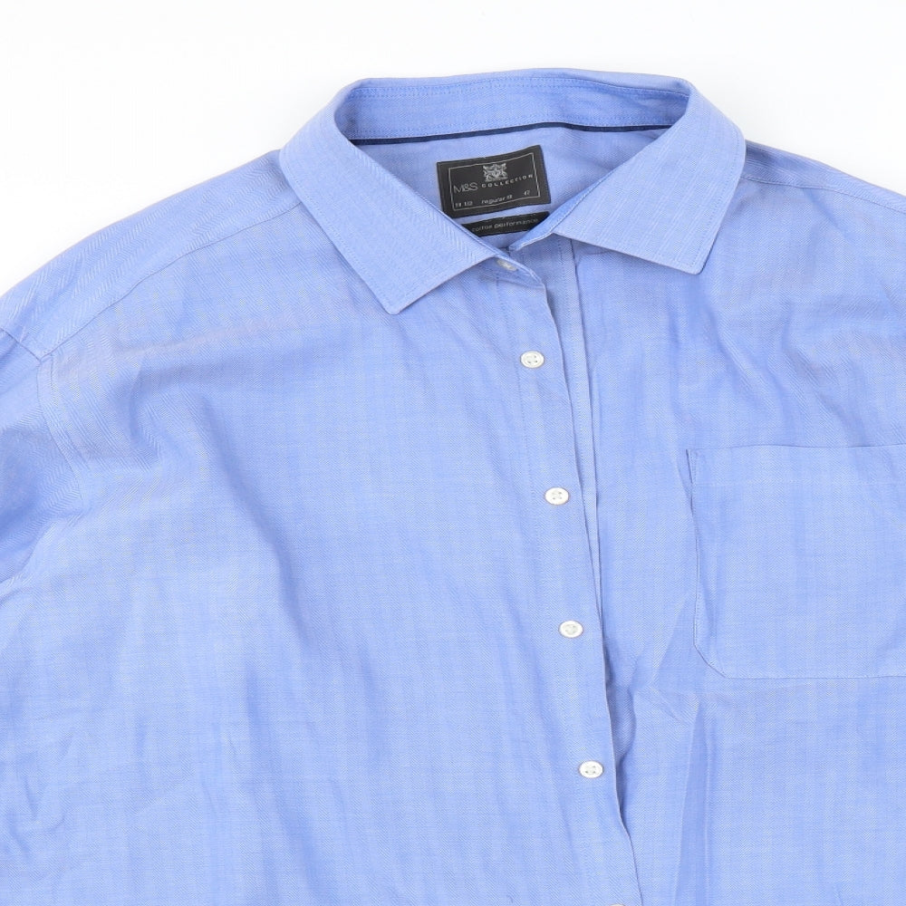 Marks and Spencer Mens Blue Striped   Dress Shirt Size 18.5