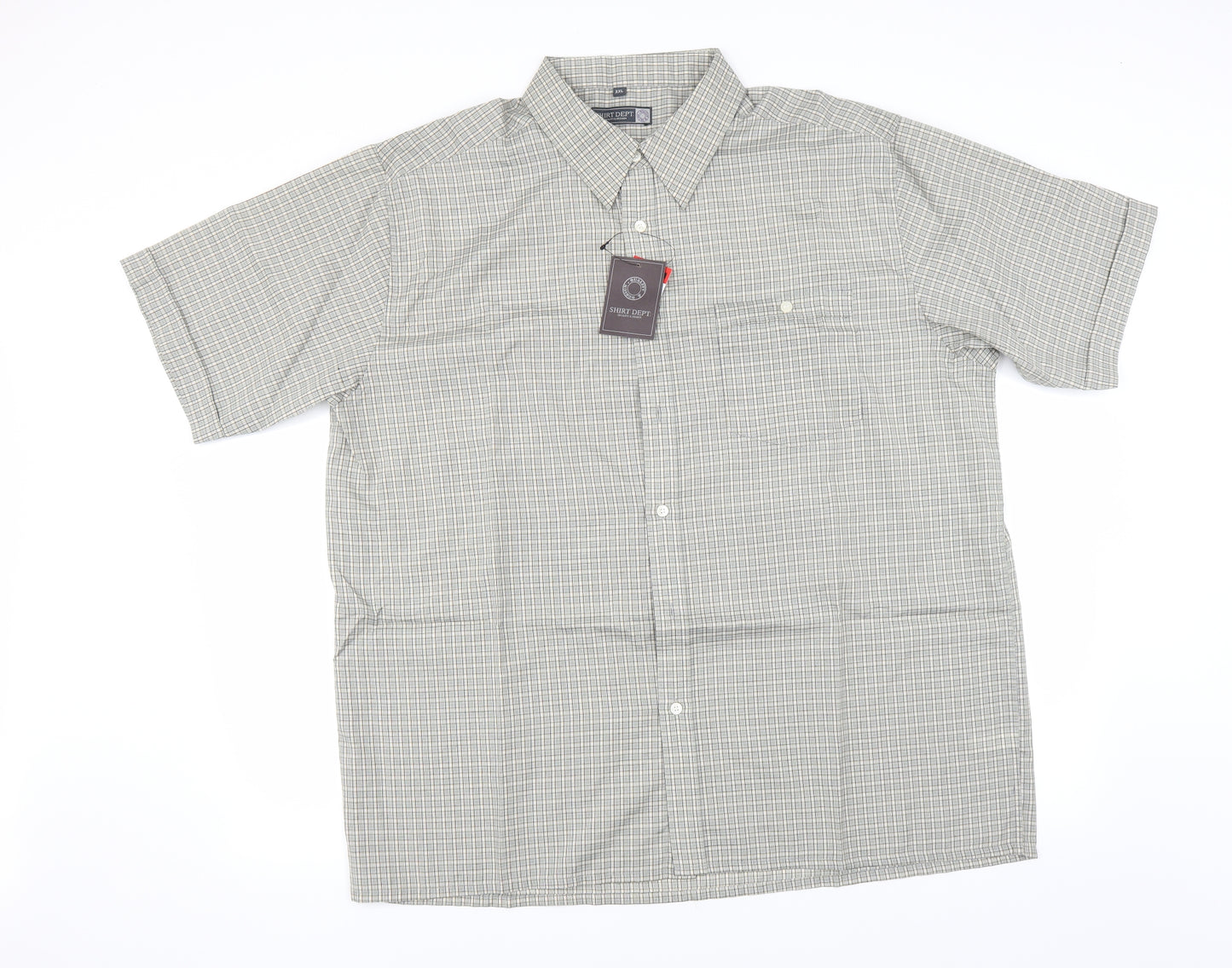shirt department Mens Green Check   Button-Up Size 2XL