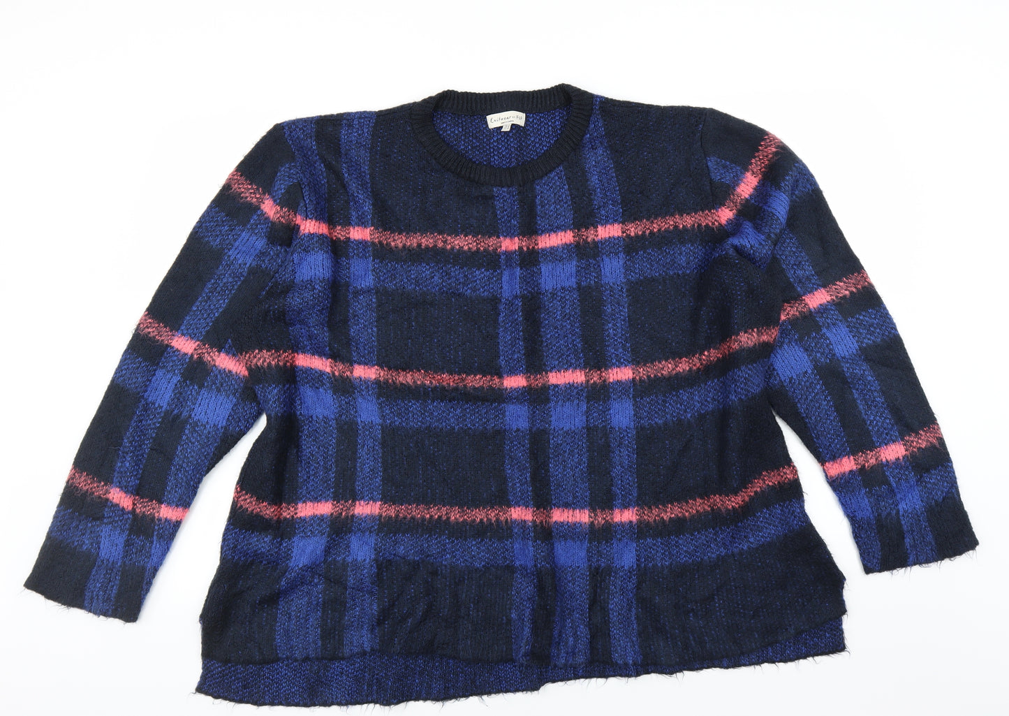 F&F Womens Blue Plaid  Pullover Jumper Size 22
