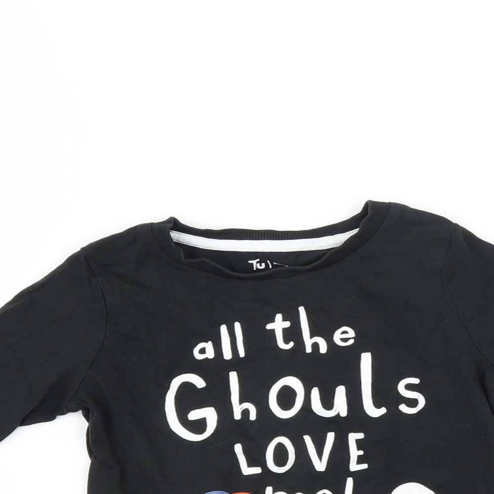 Sainsburys Baby Black   Basic T-Shirt Size 18-24 Months  - halloween