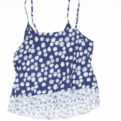 editions Womens Blue Floral  Camisole Tank Size 10