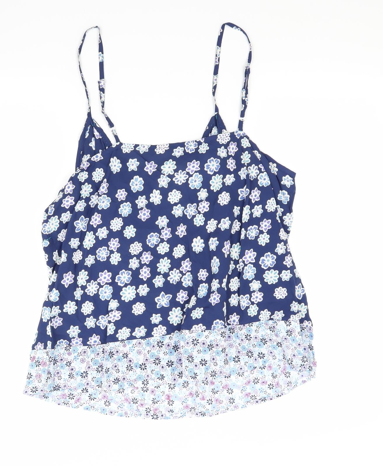 editions Womens Blue Floral  Camisole Tank Size 10