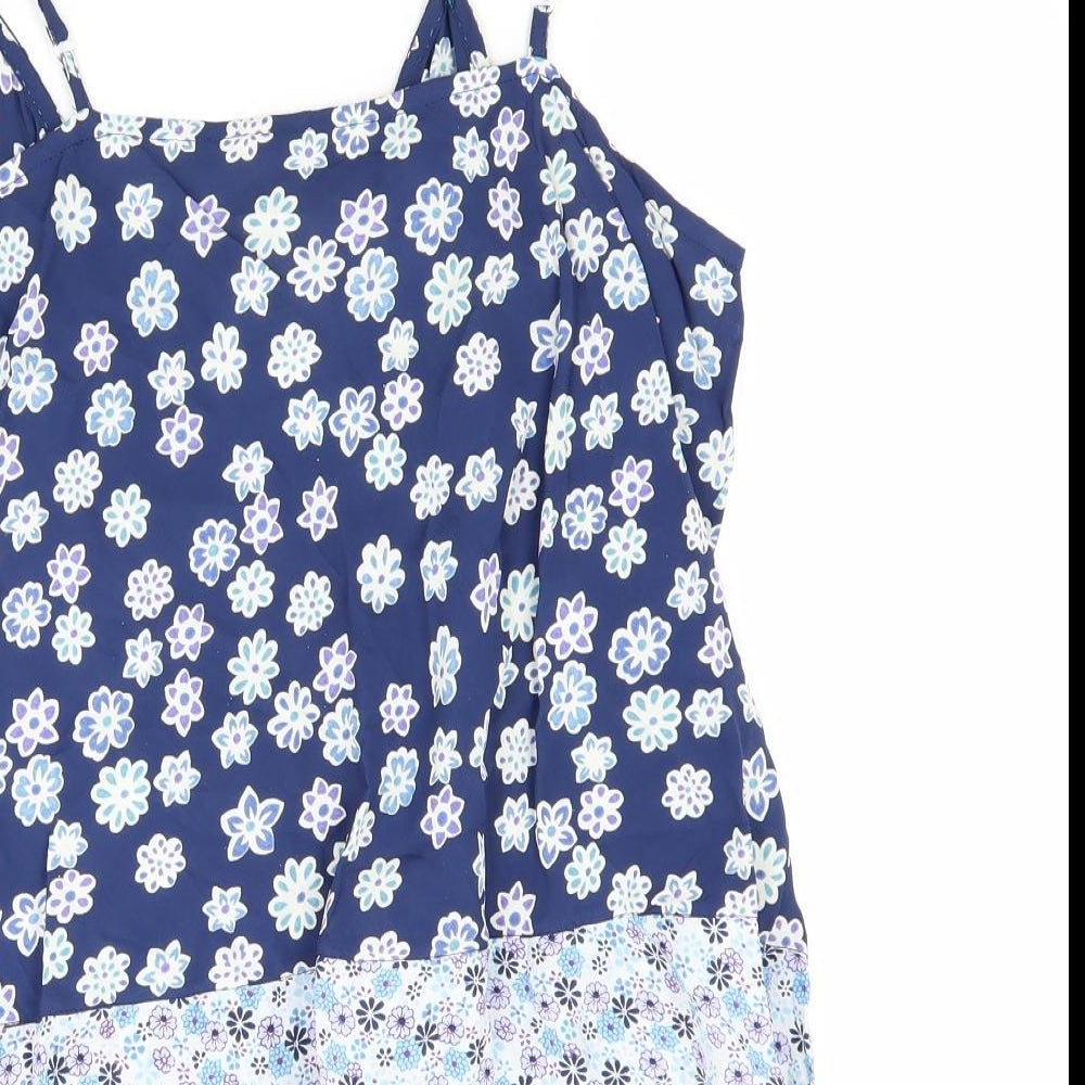 editions Womens Blue Floral  Camisole Tank Size 10