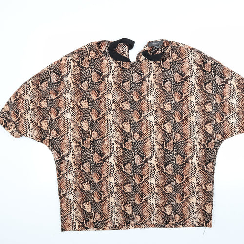 Primark Womens Brown Animal Print  Basic Blouse Size 10