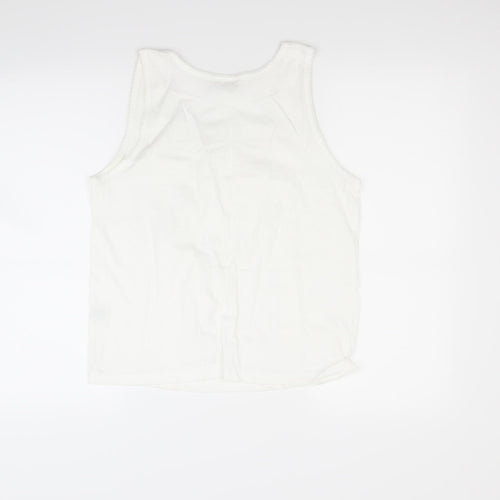 emos Womens White   Basic T-Shirt Size M