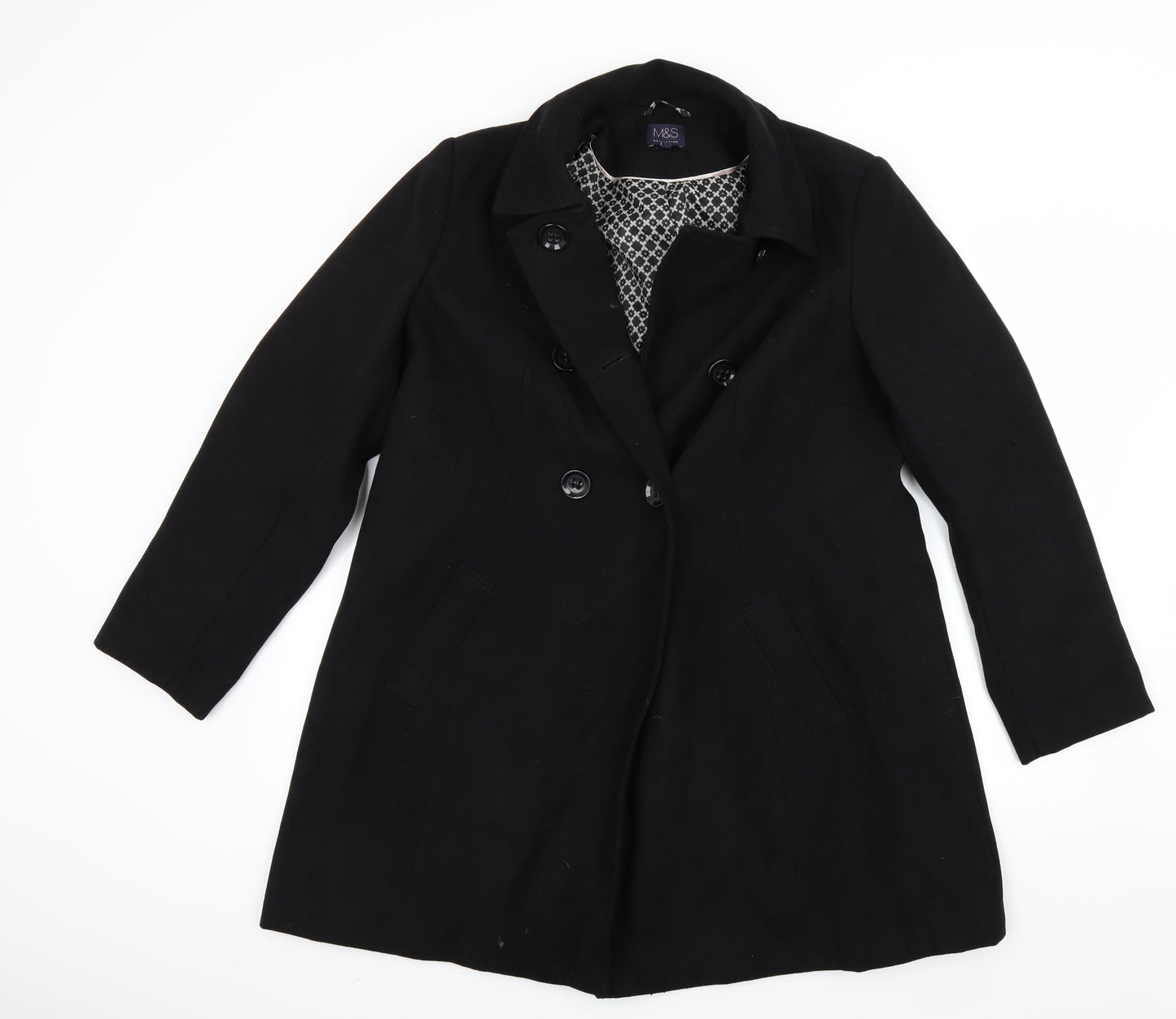 marks  Womens Black   Overcoat Coat Size 10