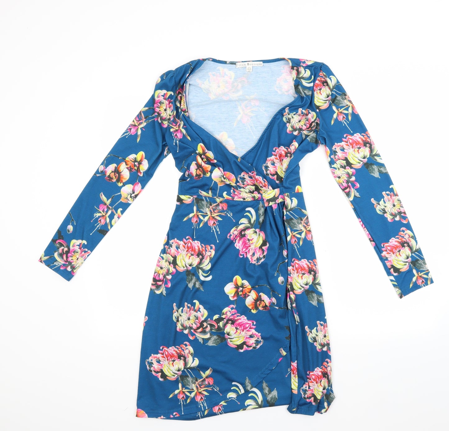 Uttam Boutique Womens Blue Floral  A-Line  Size 8