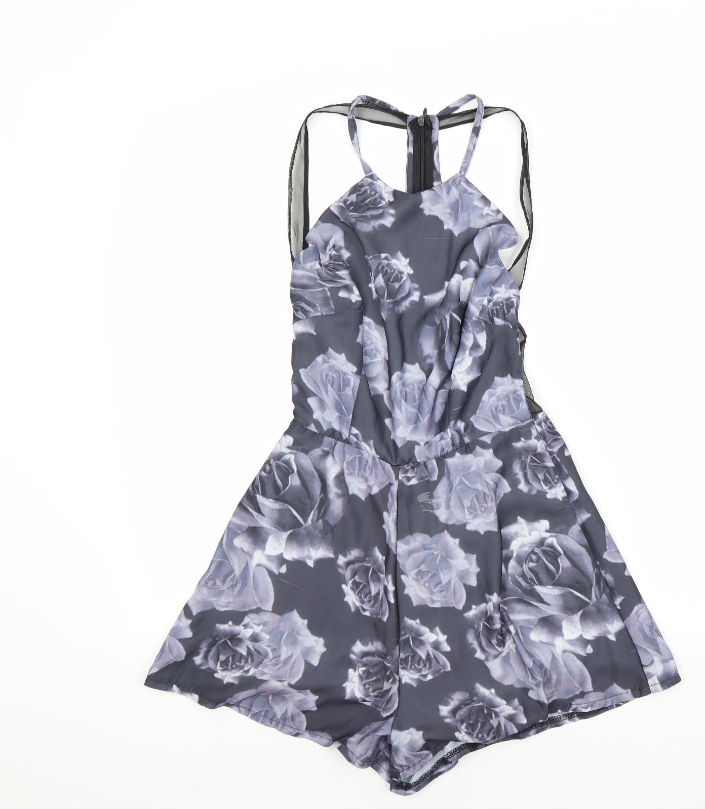 Missguided Womens Purple Floral  Shorts One-Piece Size 8