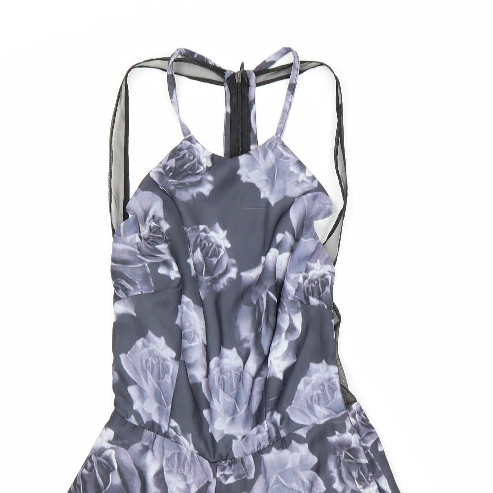 Missguided Womens Purple Floral  Shorts One-Piece Size 8