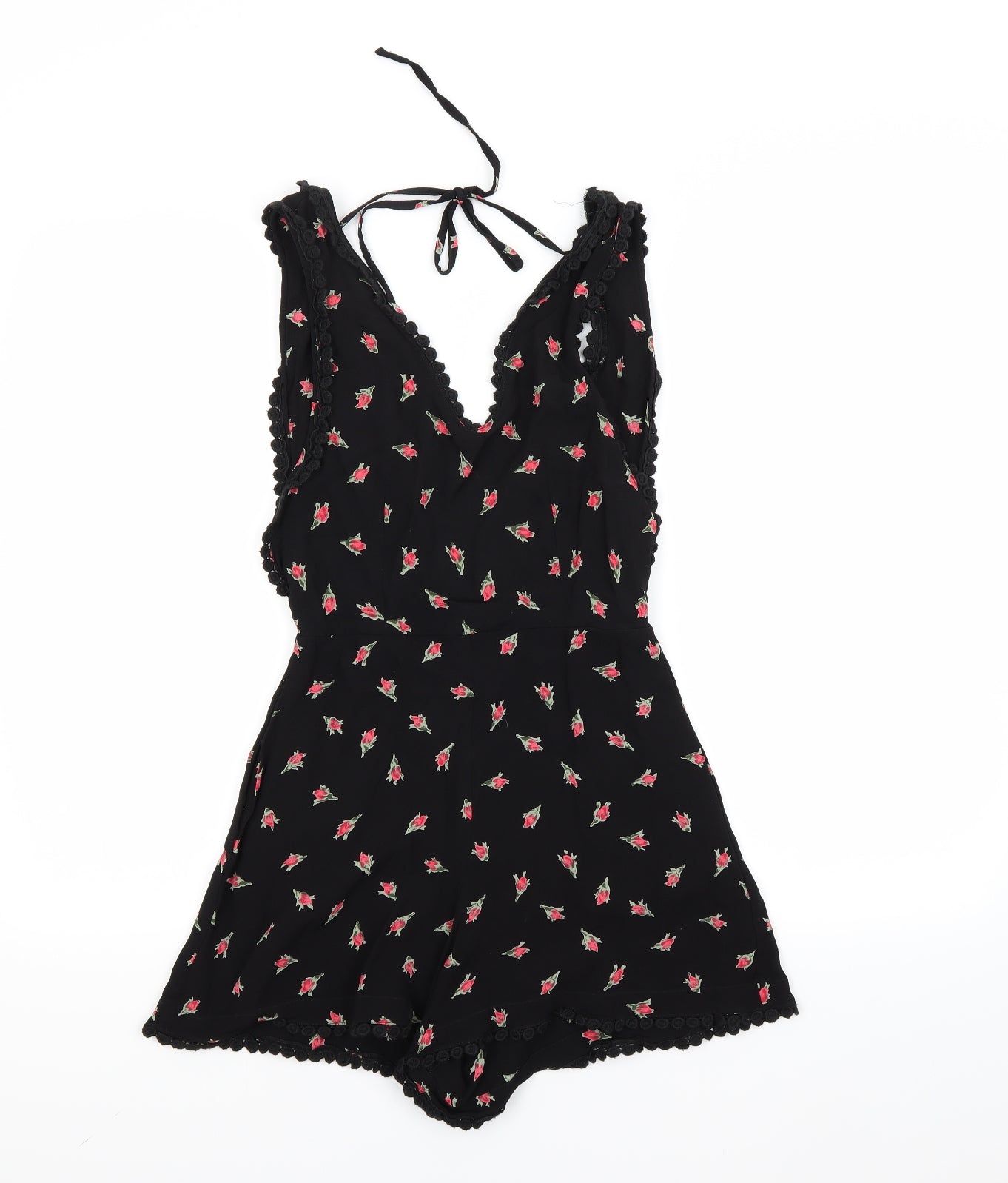top shop Womens Black Floral  Shorts One-Piece Size 8