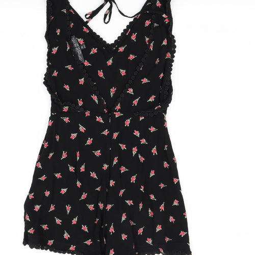top shop Womens Black Floral  Shorts One-Piece Size 8
