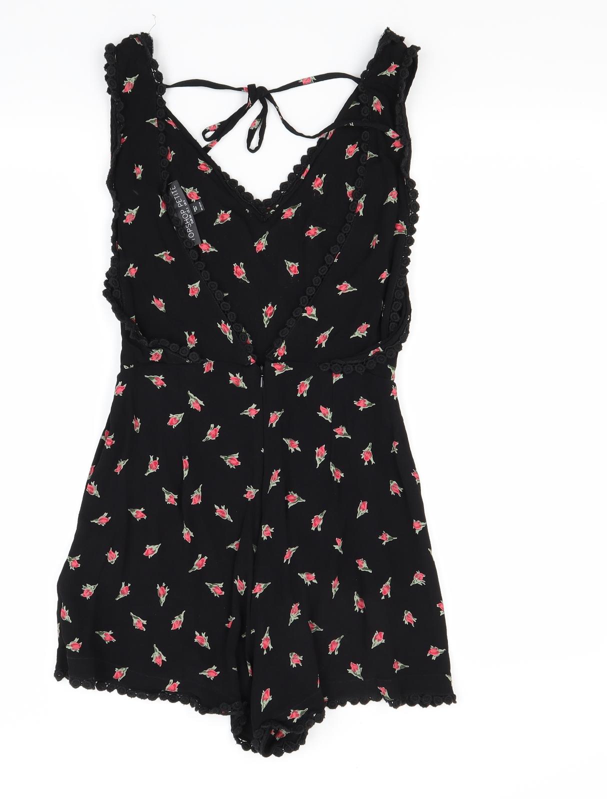 top shop Womens Black Floral  Shorts One-Piece Size 8