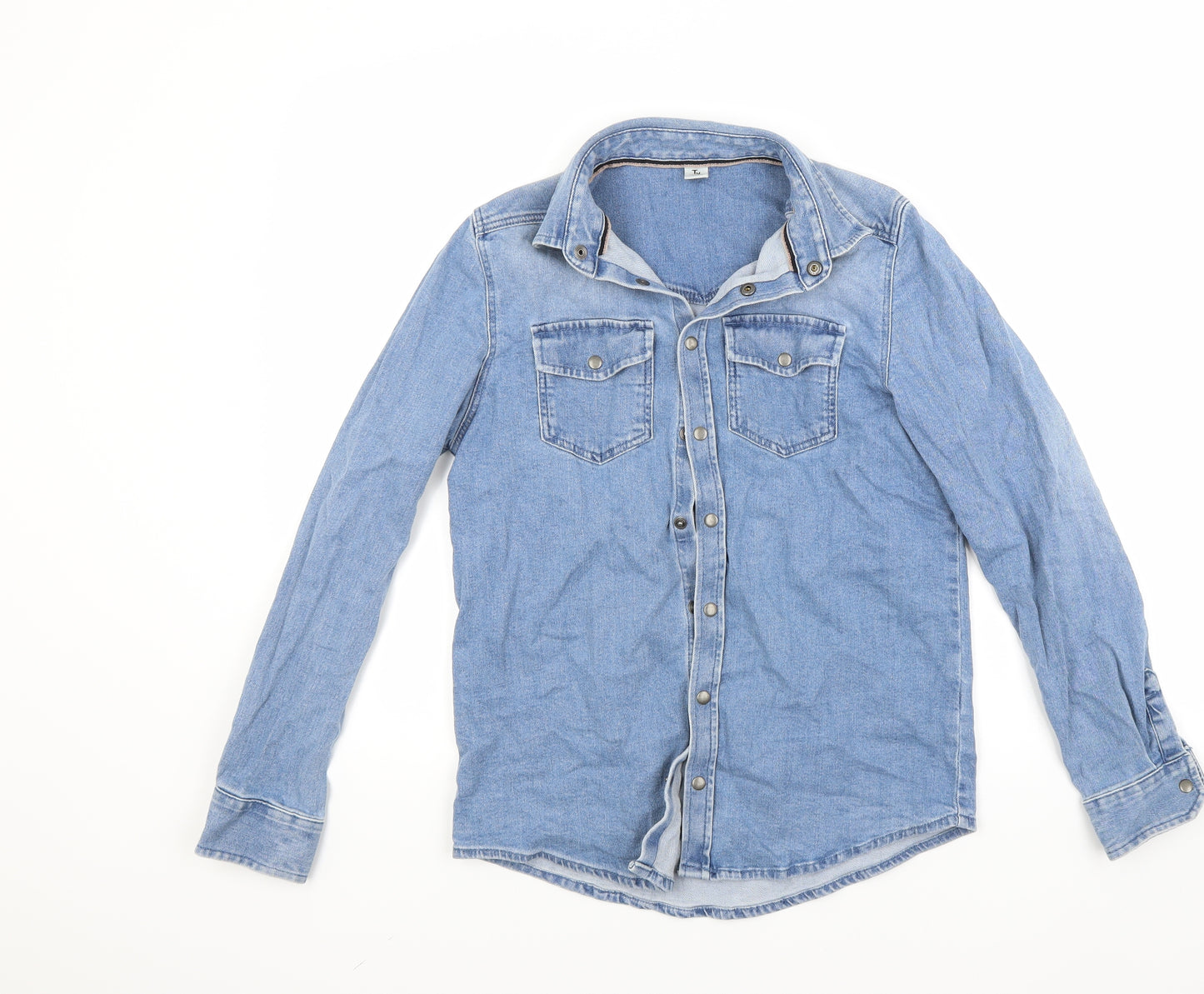 TU Boys Blue  Denim Basic Button-Up Size 13 Years