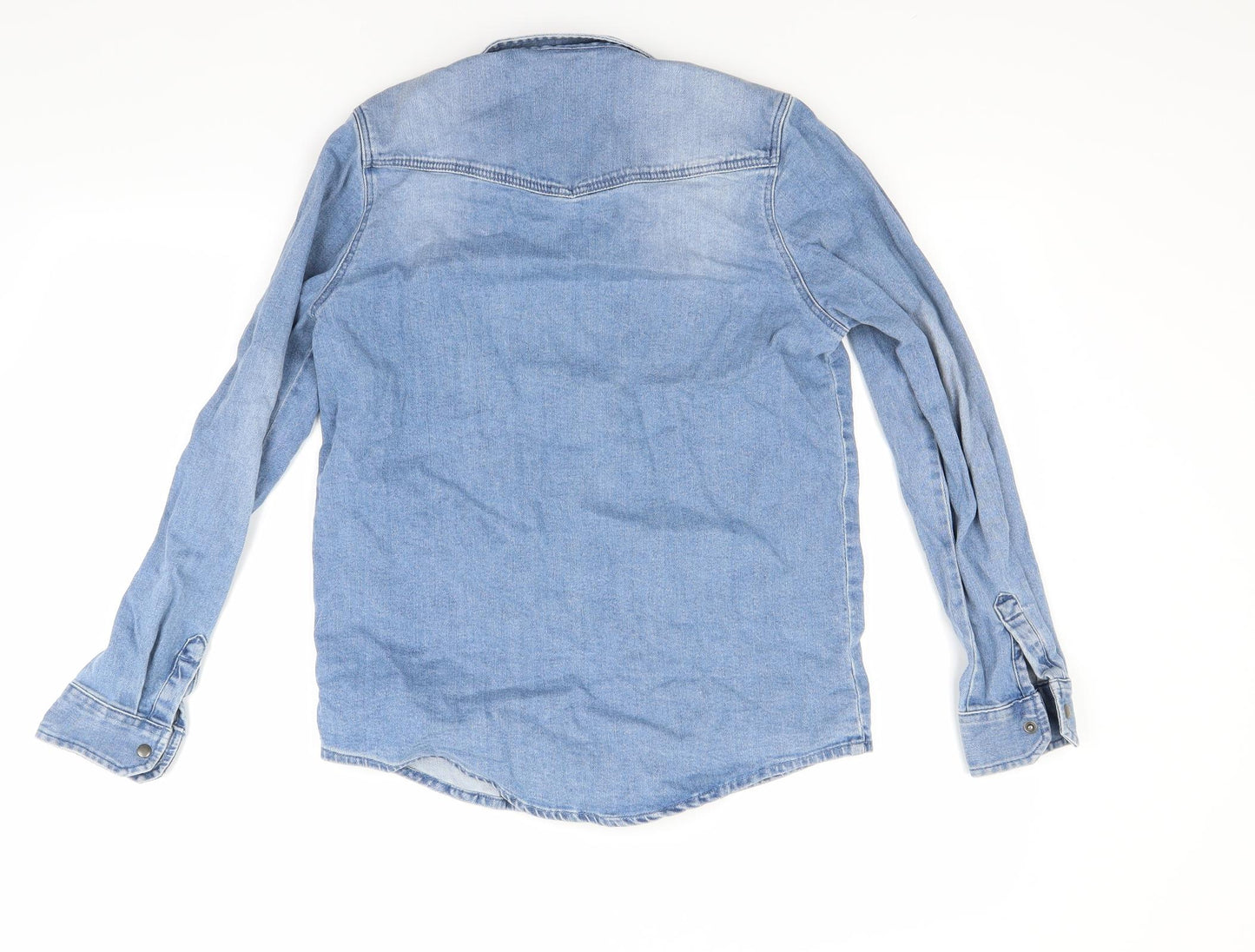 TU Boys Blue  Denim Basic Button-Up Size 13 Years