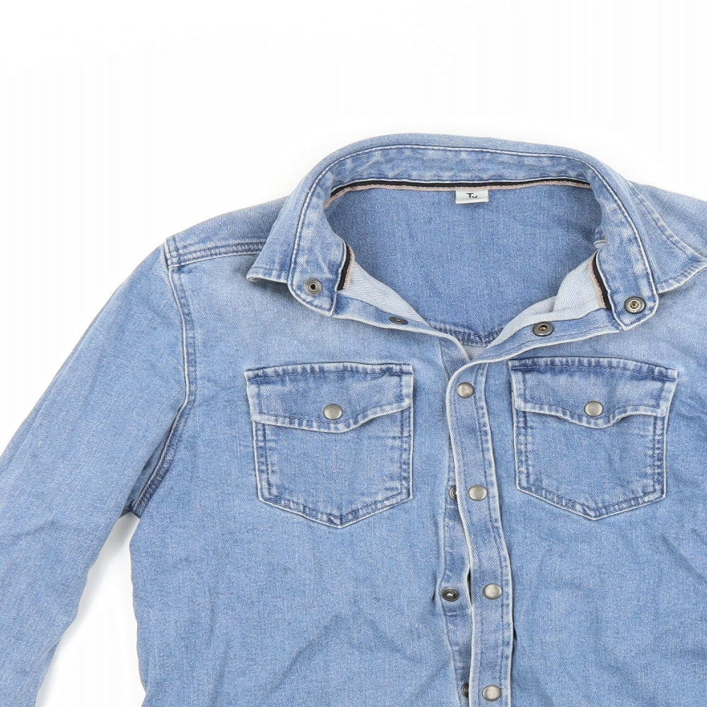 TU Boys Blue  Denim Basic Button-Up Size 13 Years