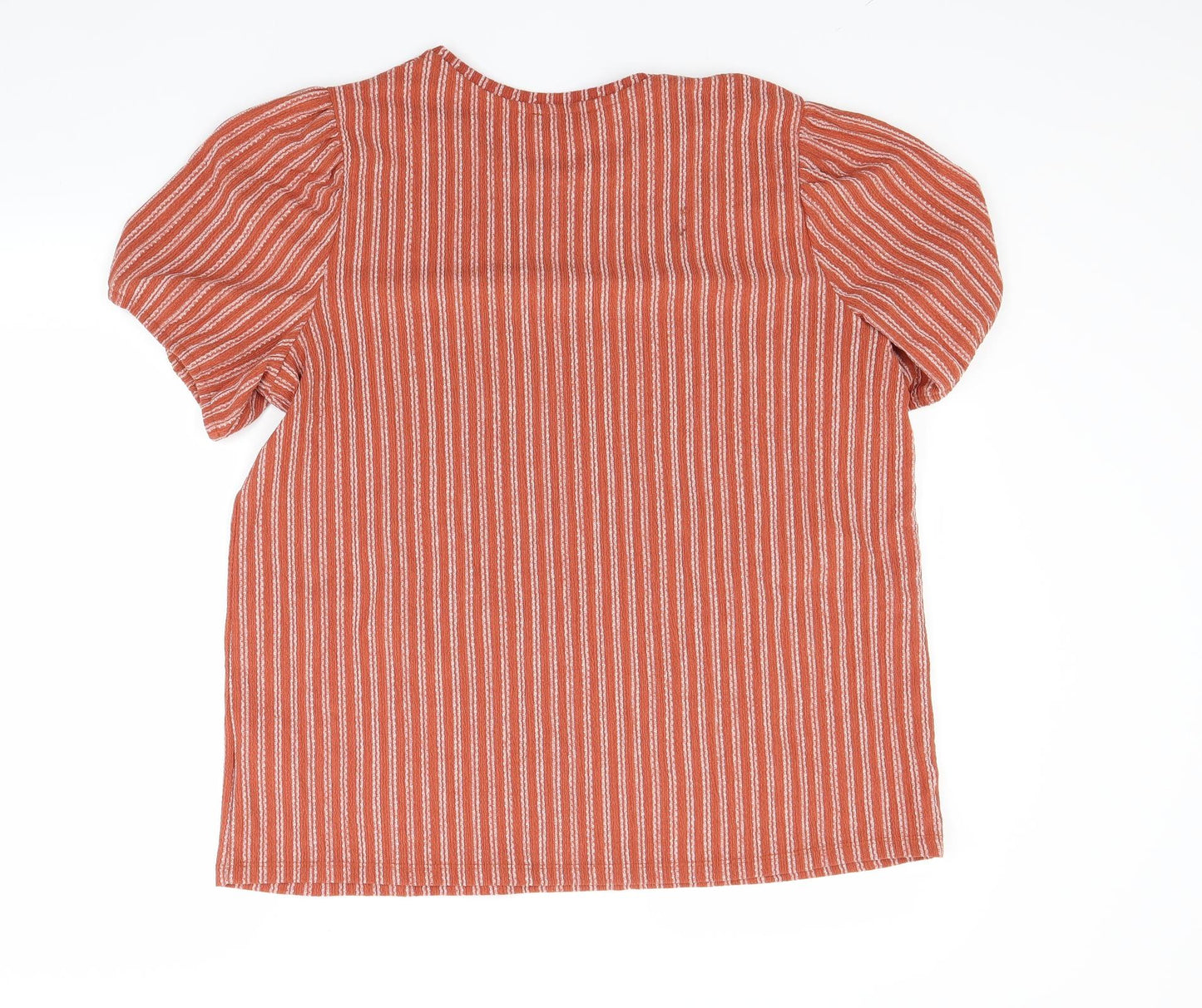 Papaya Womens Brown Striped  Basic T-Shirt Size 16
