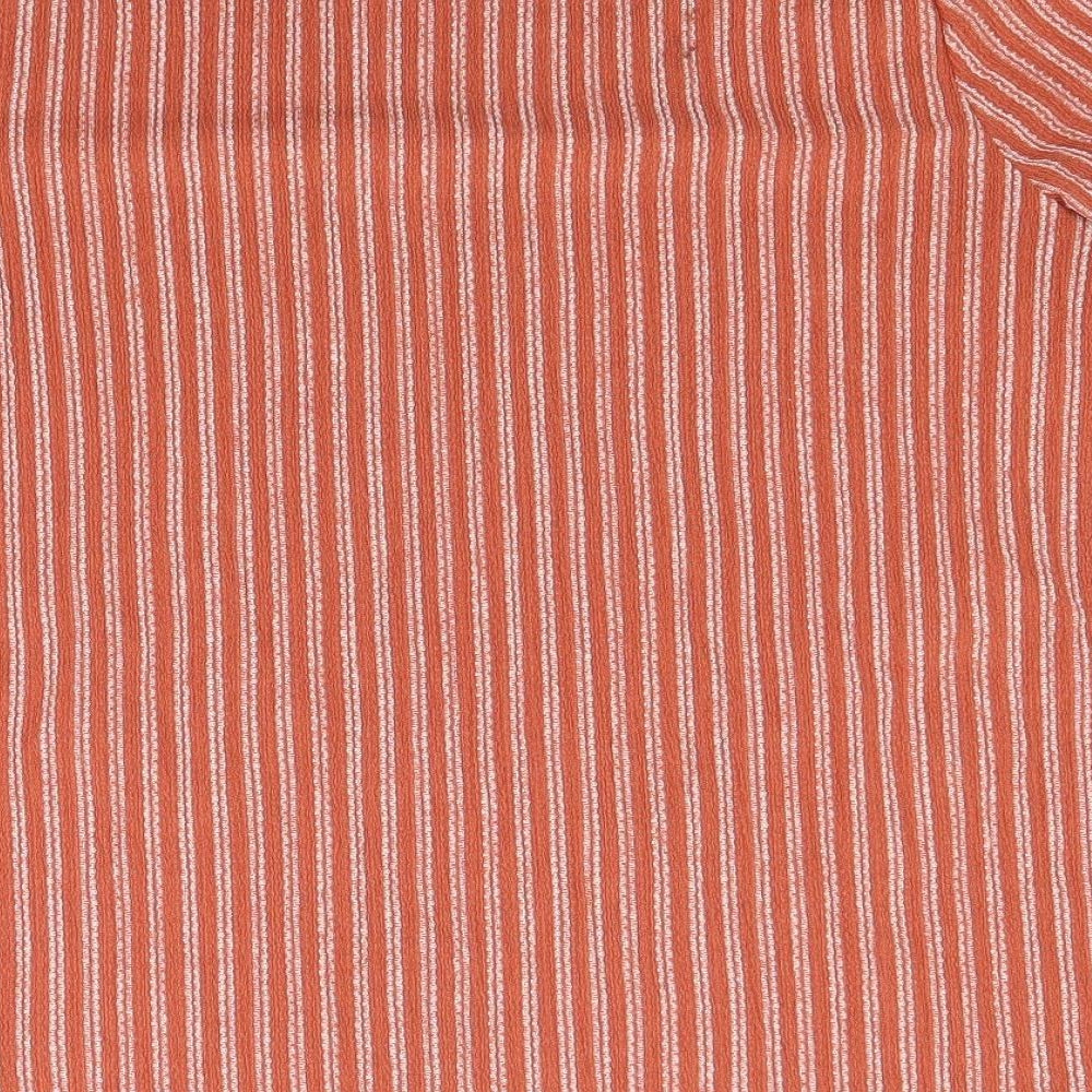 Papaya Womens Brown Striped  Basic T-Shirt Size 16
