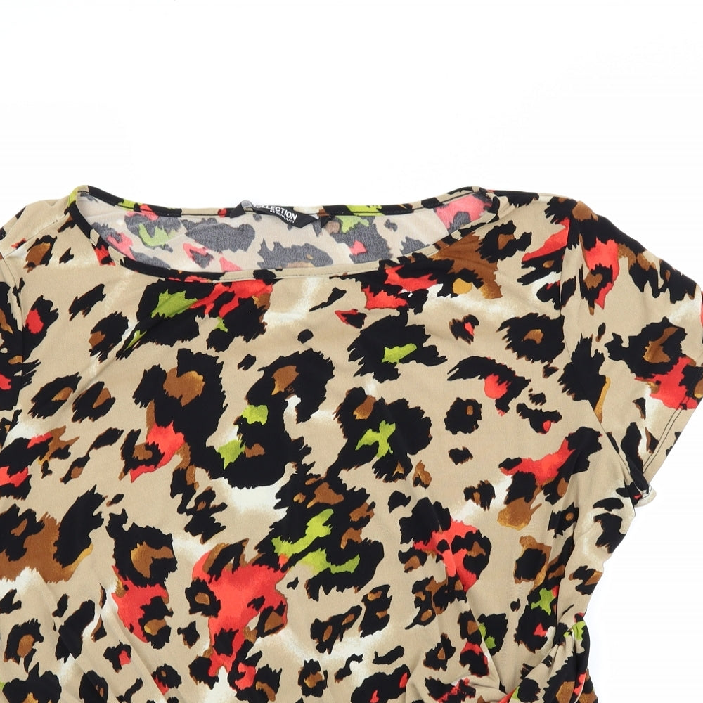 Debenhams Womens Brown Animal Print  Basic Blouse Size 22