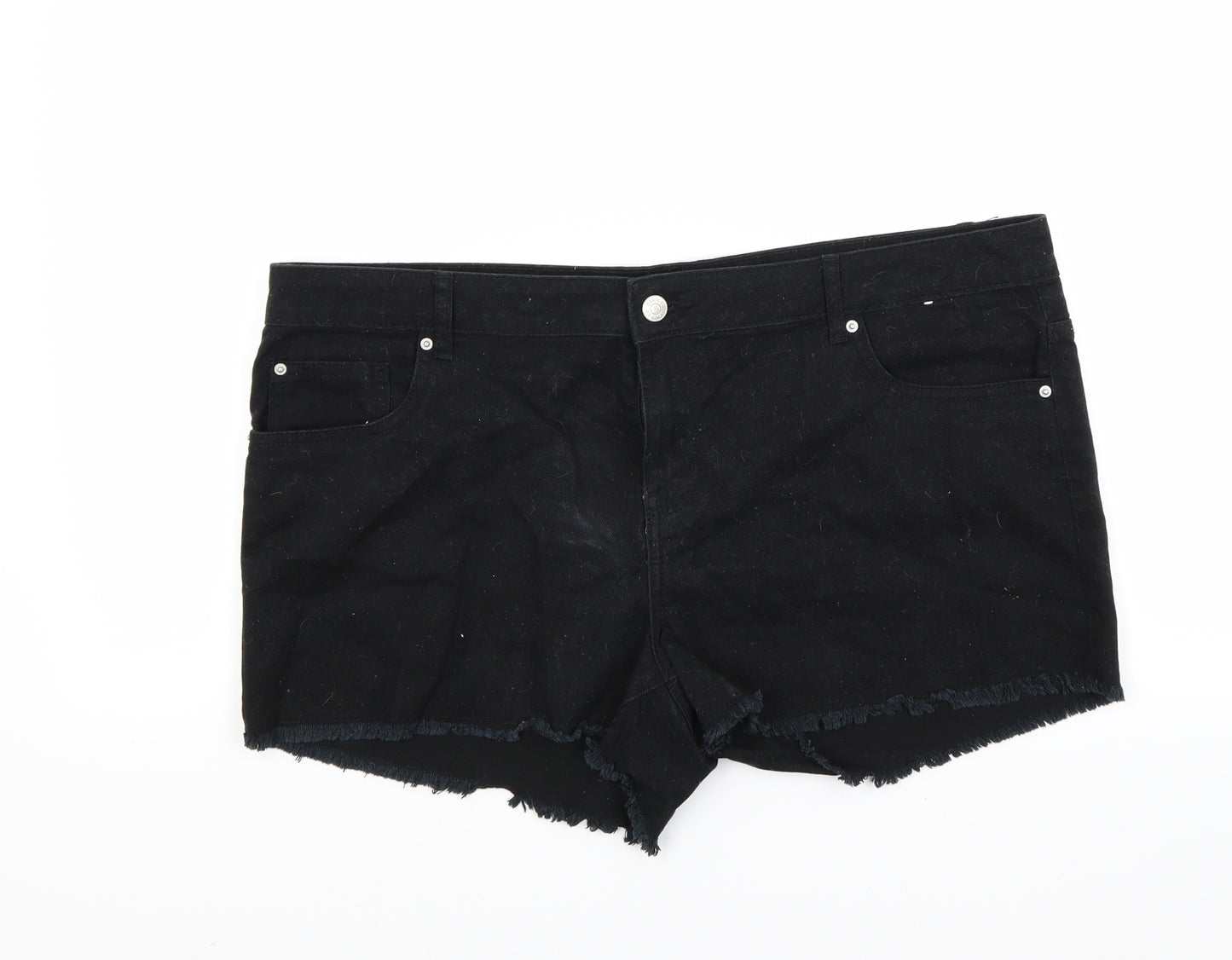 Primark Womens Black  Denim Cut-Off Shorts Size 16