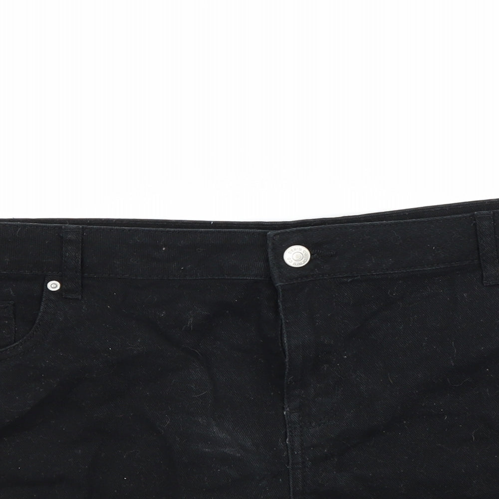 Primark Womens Black  Denim Cut-Off Shorts Size 16