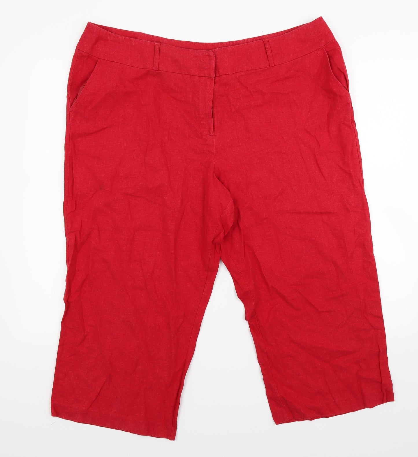 BHS Womens Red   Capri Trousers Size 20 L20 in