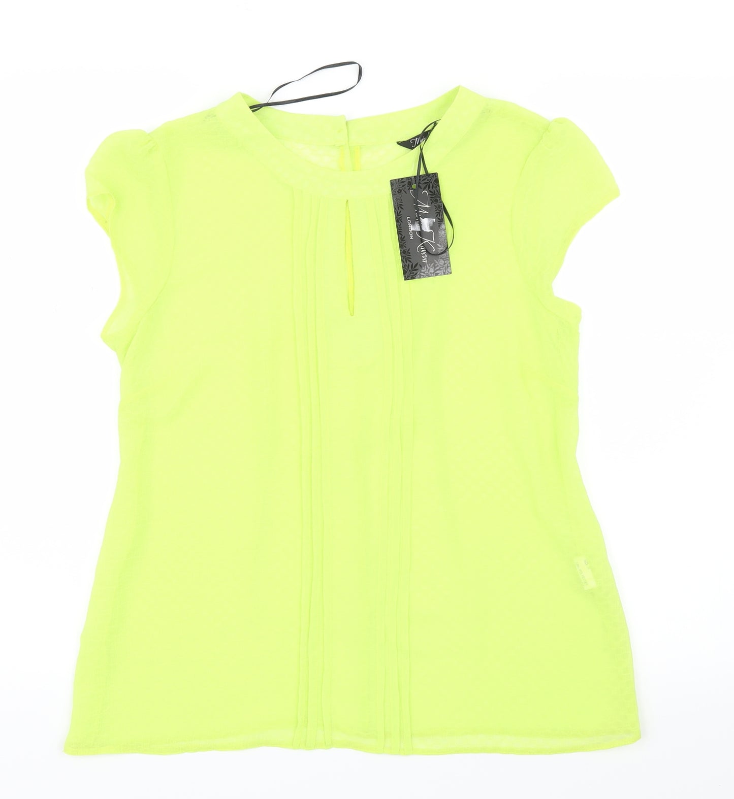 Marina Kaneva Womens Yellow  Mesh Basic Blouse Size 14