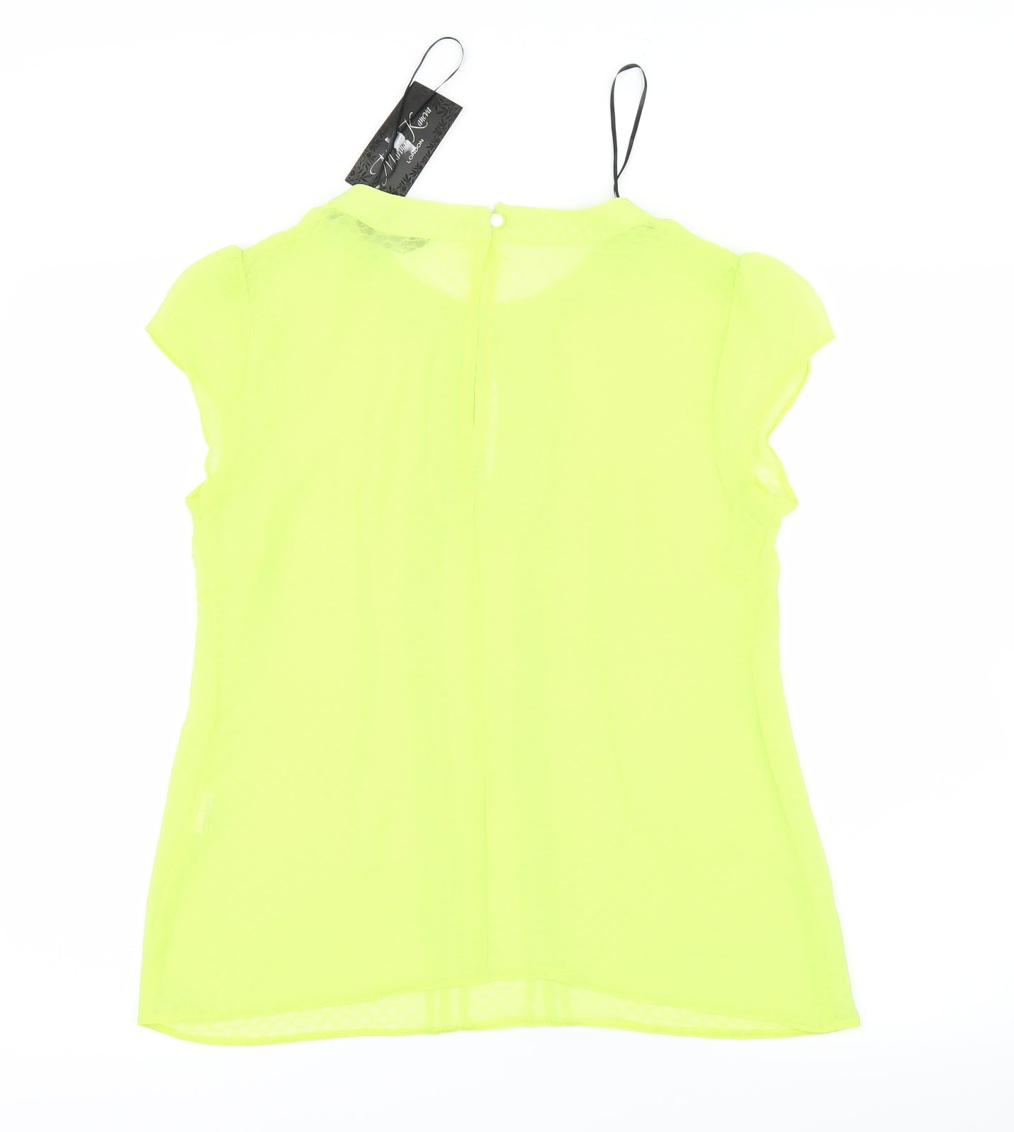 Marina Kaneva Womens Yellow  Mesh Basic Blouse Size 14