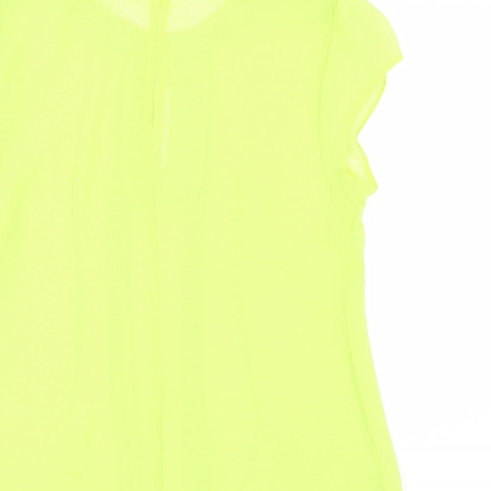 Marina Kaneva Womens Yellow  Mesh Basic Blouse Size 14