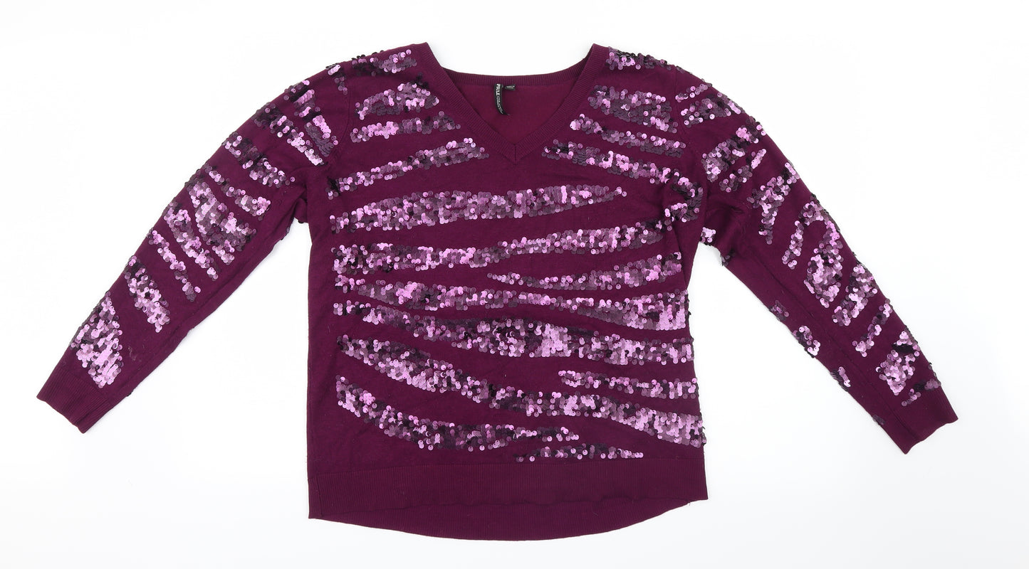 Capsule Womens Purple  Knit Pullover Jumper Size 12