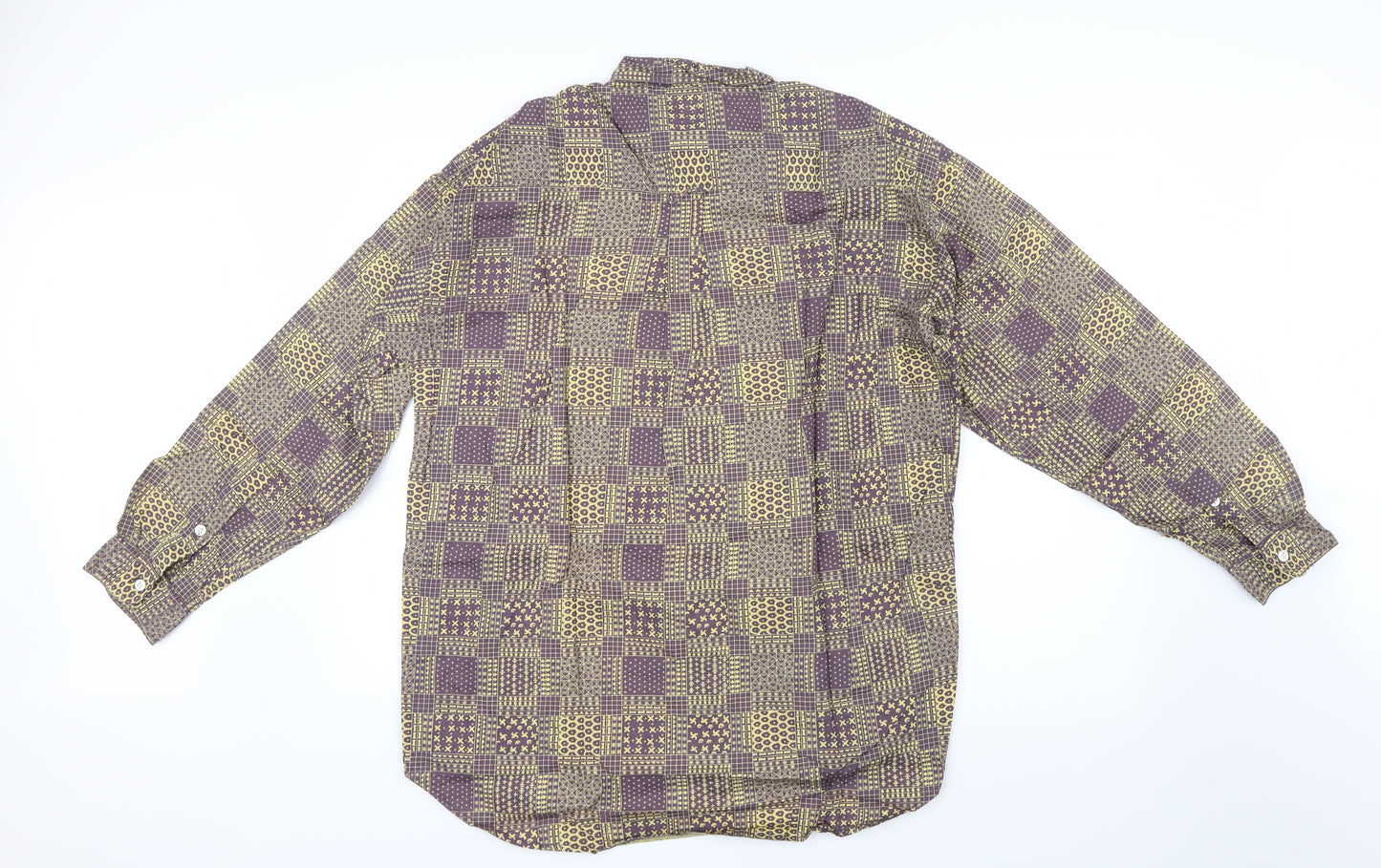 Second Image Mens Purple Geometric   Button-Up Size M