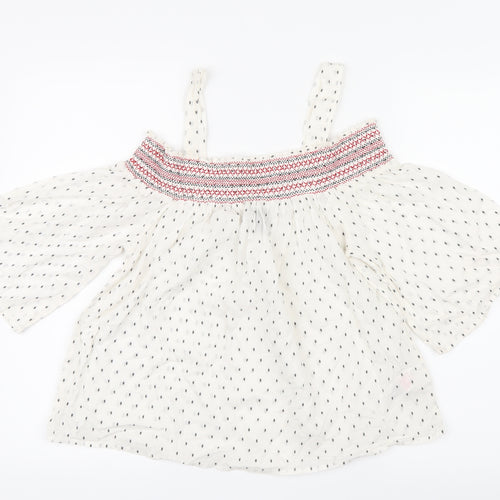 New Look Womens White Geometric  Basic Blouse Size 12