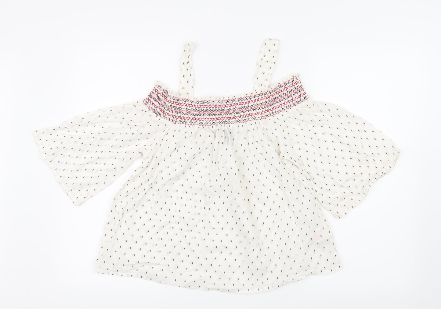 New Look Womens White Geometric  Basic Blouse Size 12