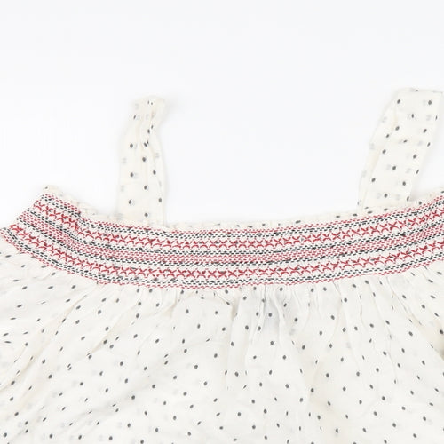 New Look Womens White Geometric  Basic Blouse Size 12