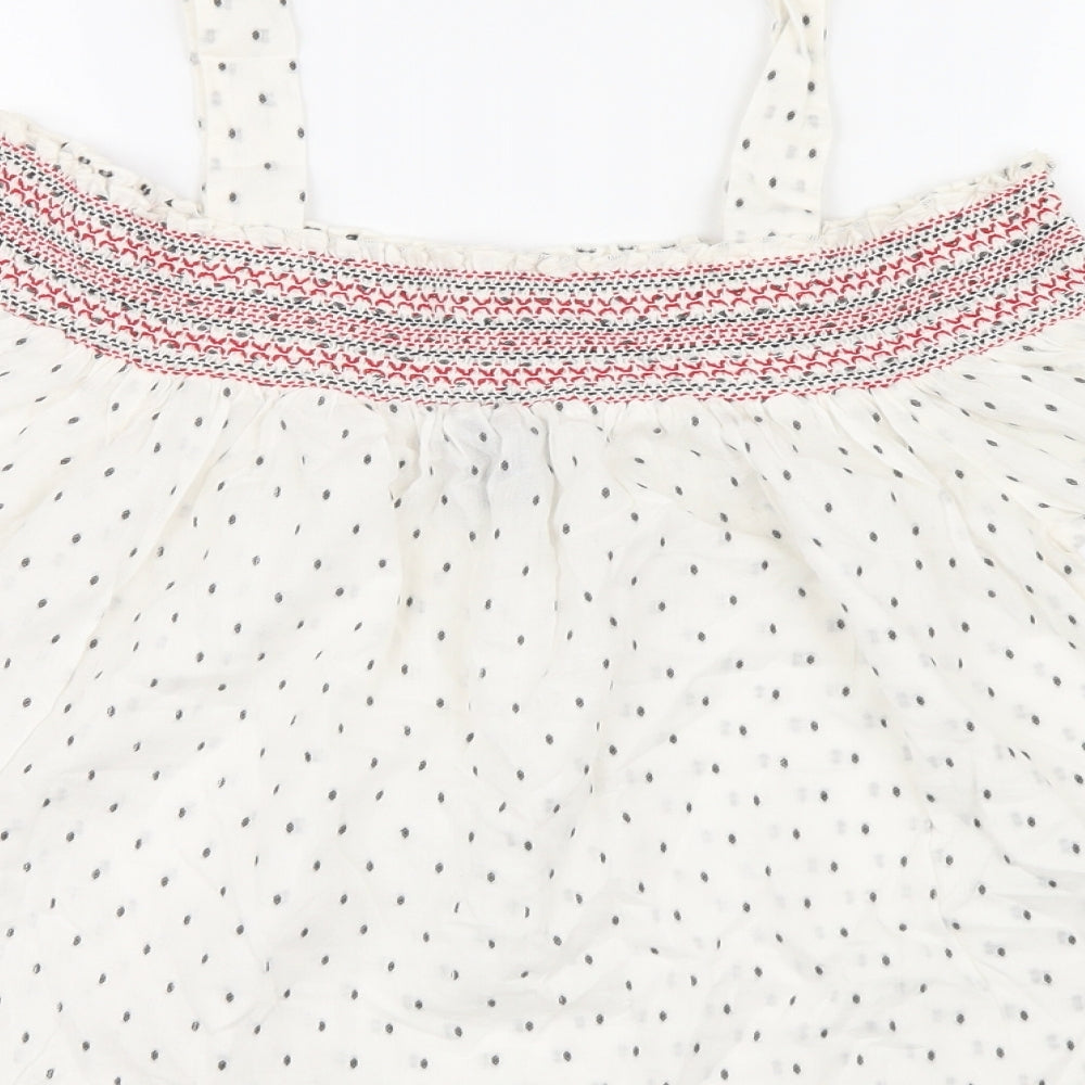 New Look Womens White Geometric  Basic Blouse Size 12