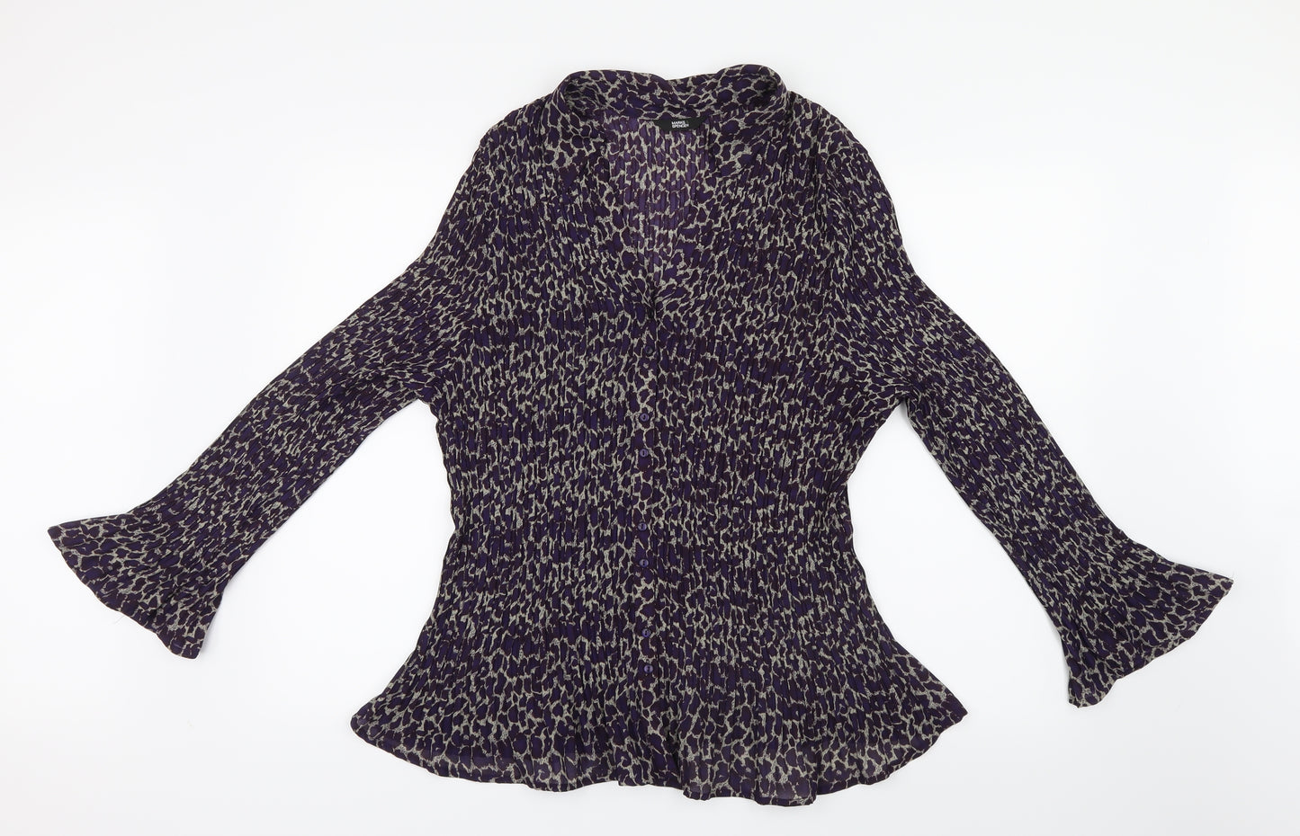 Marks and Spencer Womens Purple Animal Print Mesh Basic Blouse Size 24