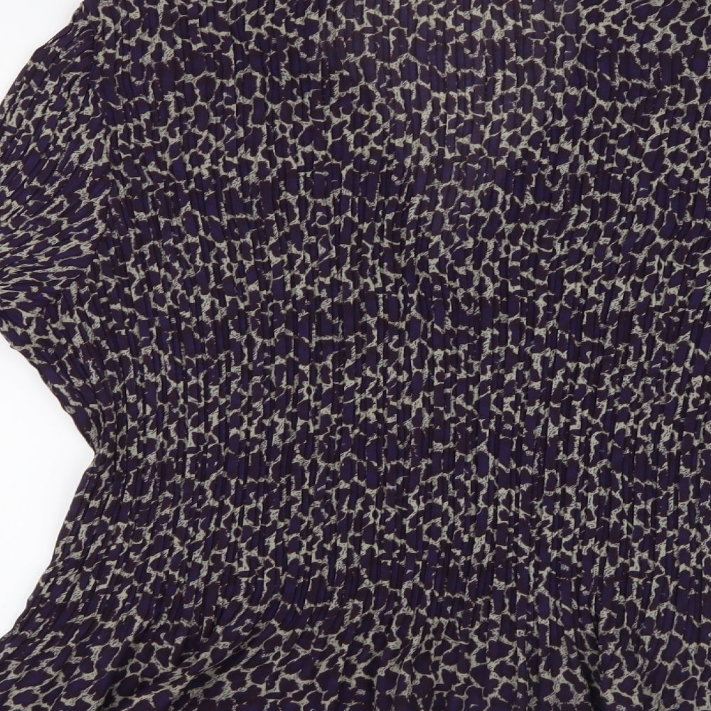 Marks and Spencer Womens Purple Animal Print Mesh Basic Blouse Size 24