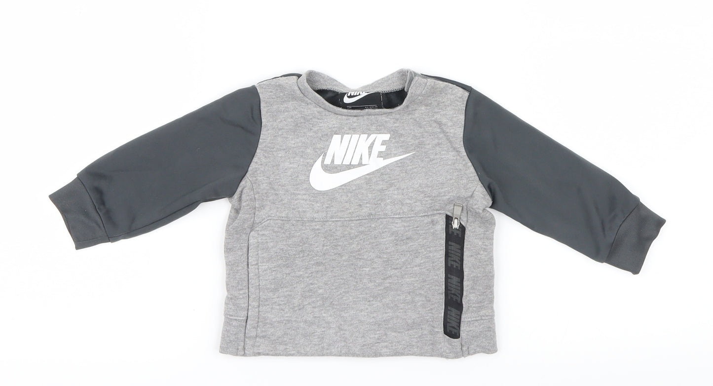 Nike Boys Grey   Pullover Jumper Size 6-9 Months