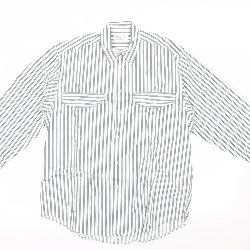 BHS Mens Green Striped   Button-Up Size S
