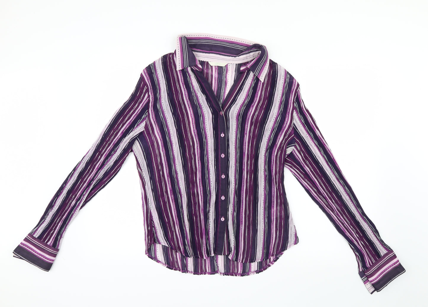 Marks and Spencer Womens Purple Striped Mesh Basic Blouse Size 22