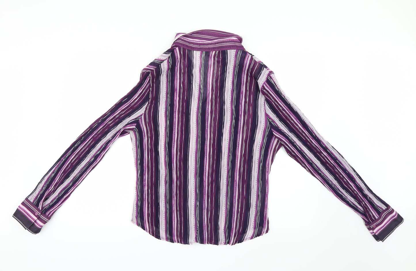 Marks and Spencer Womens Purple Striped Mesh Basic Blouse Size 22