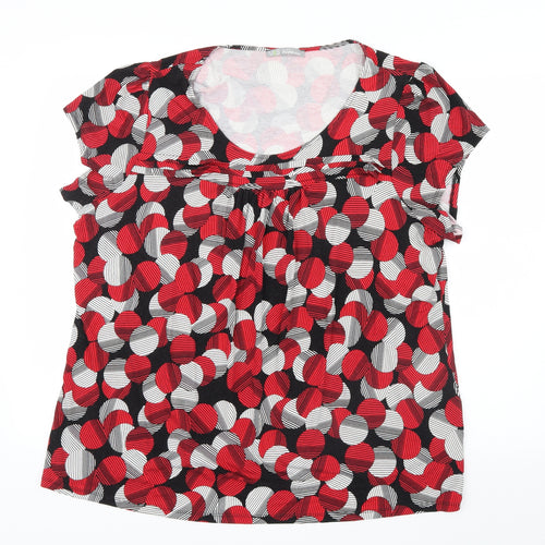 Marks and Spencer Womens Red Geometric  Basic T-Shirt Size 24