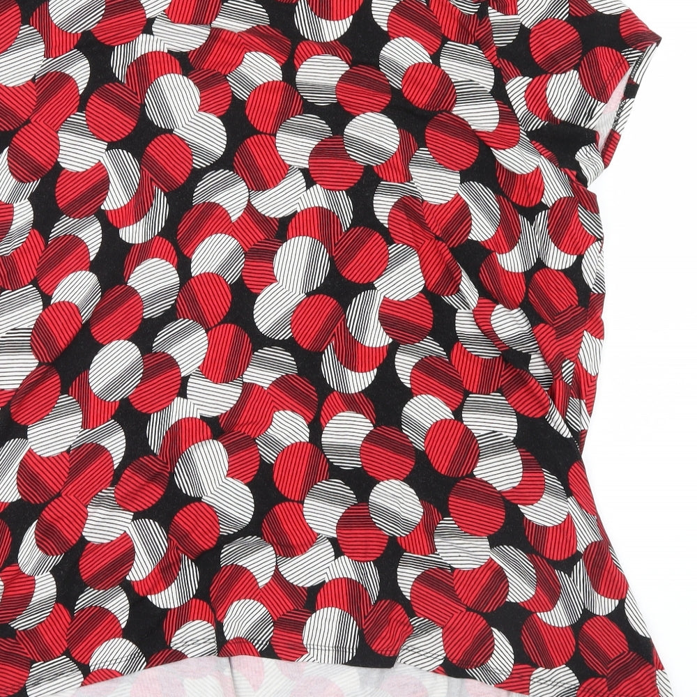 Marks and Spencer Womens Red Geometric  Basic T-Shirt Size 24