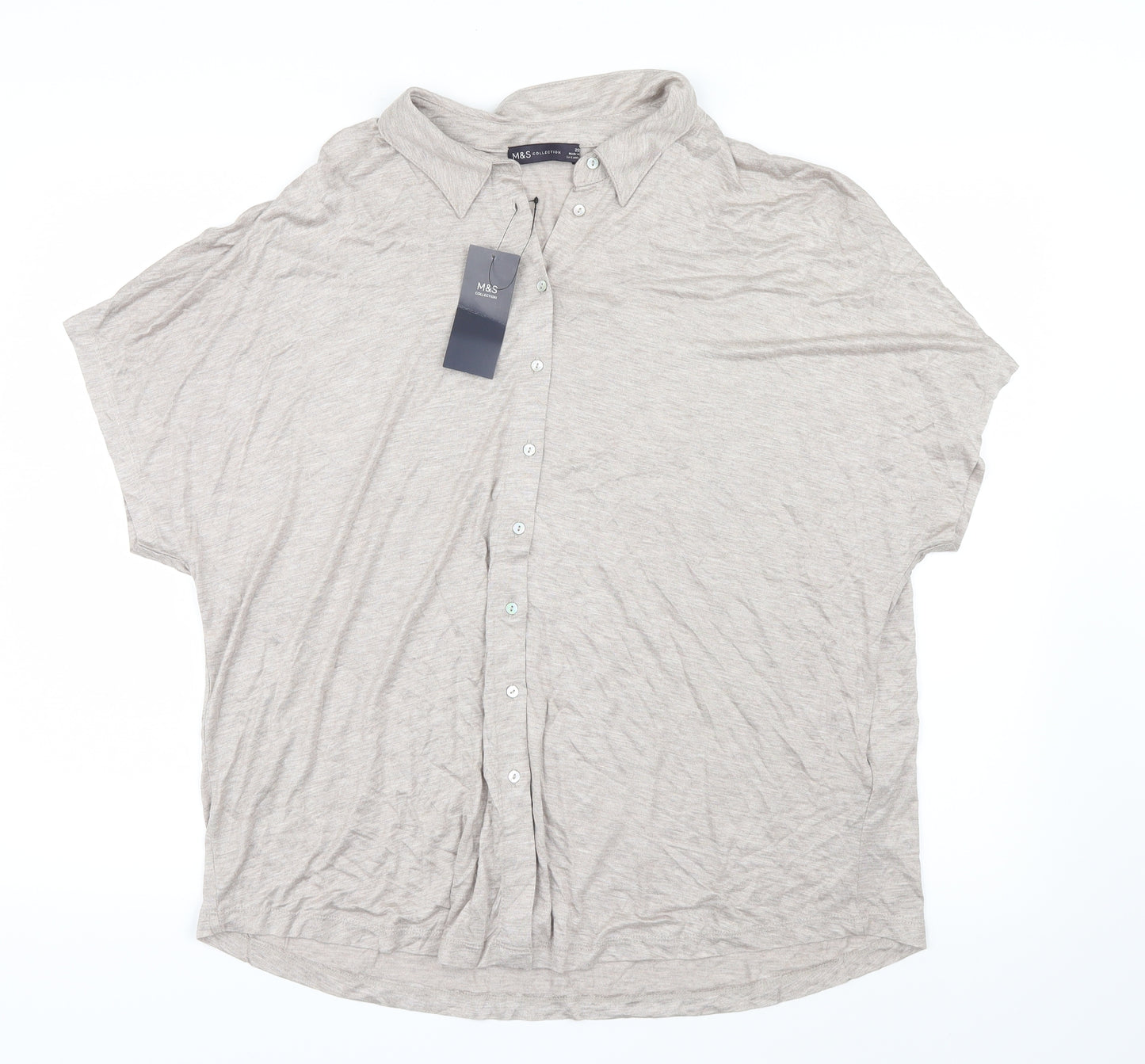 Marks and Spencer Womens Beige   Basic Button-Up Size 22